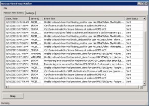 Horizon View Event Notifier - Events View_Events_Alerts